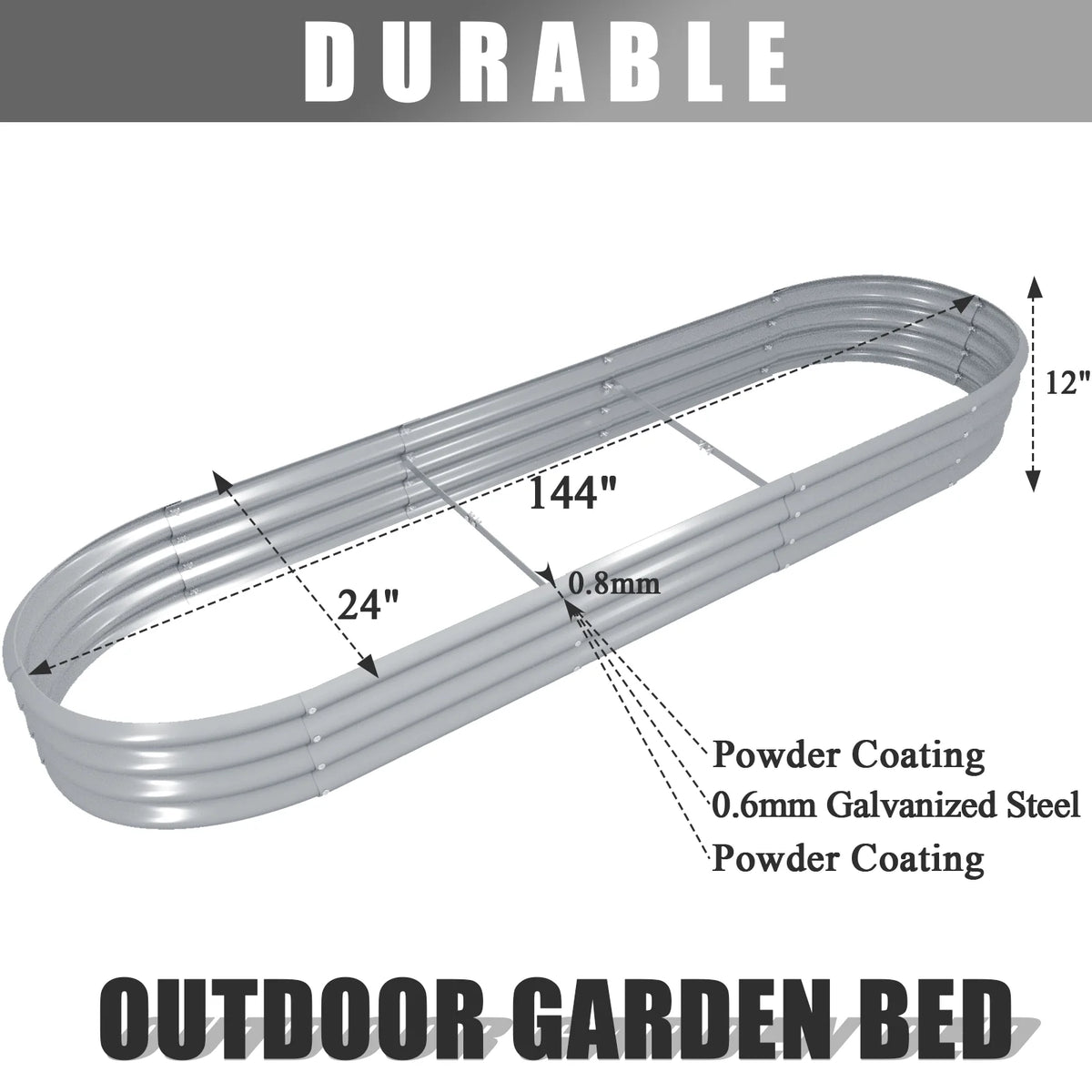 Galvanized Raised Garden Bed Planter Box for Vegetables and Flowers