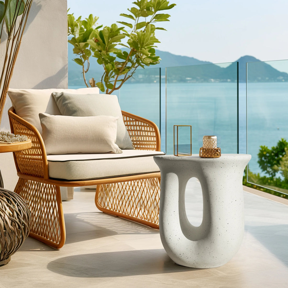 Wisfor Modern Concrete Pedestal Table Stand for Home Decor