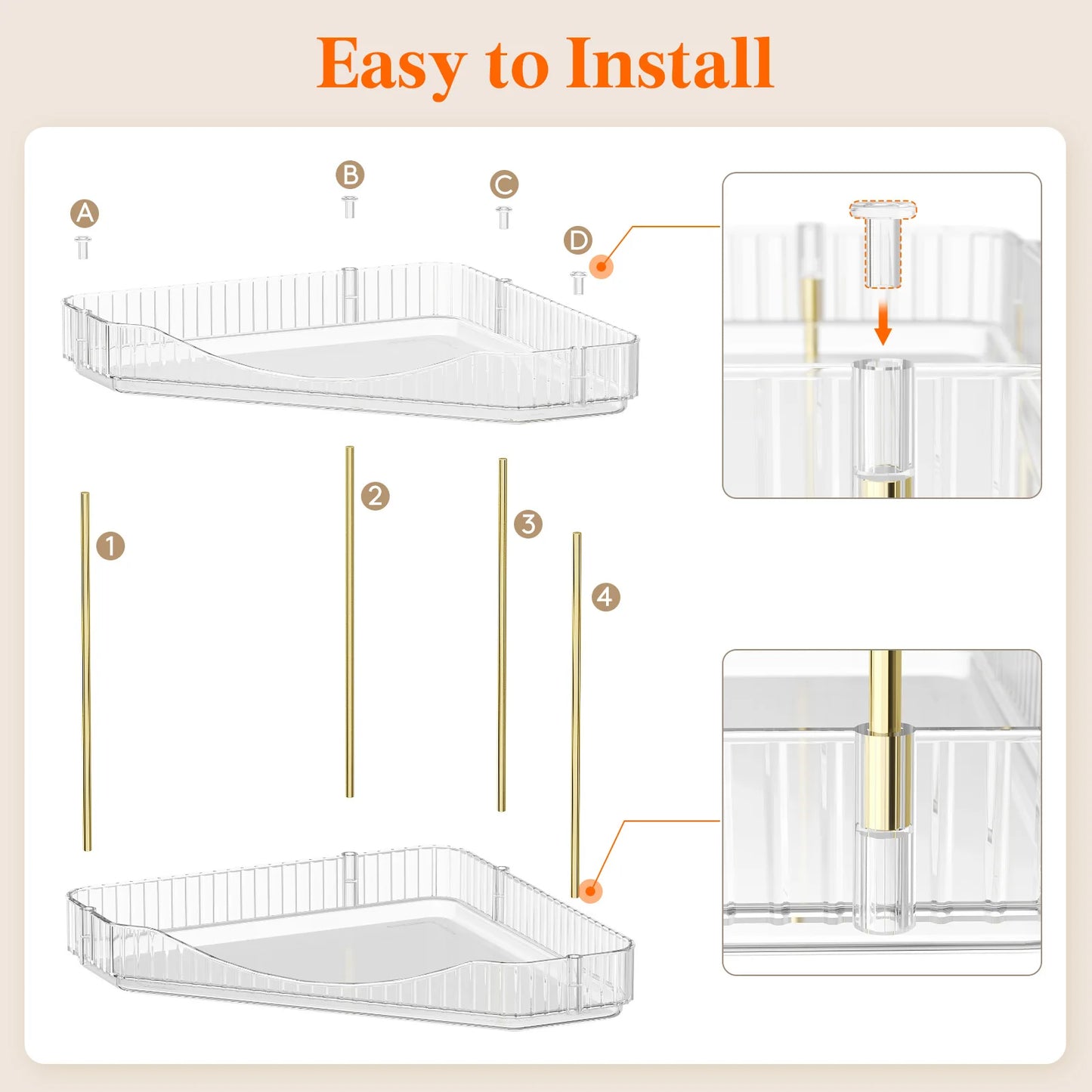 High-concerned Corner Bathroom Organizer Plastic Countertop Tray