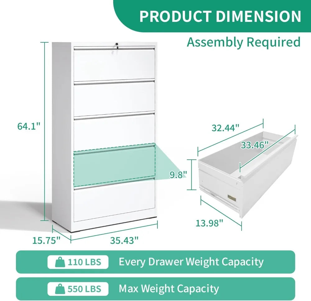 Steel Lateral Filing Cabinet Five Drawer For Home Office