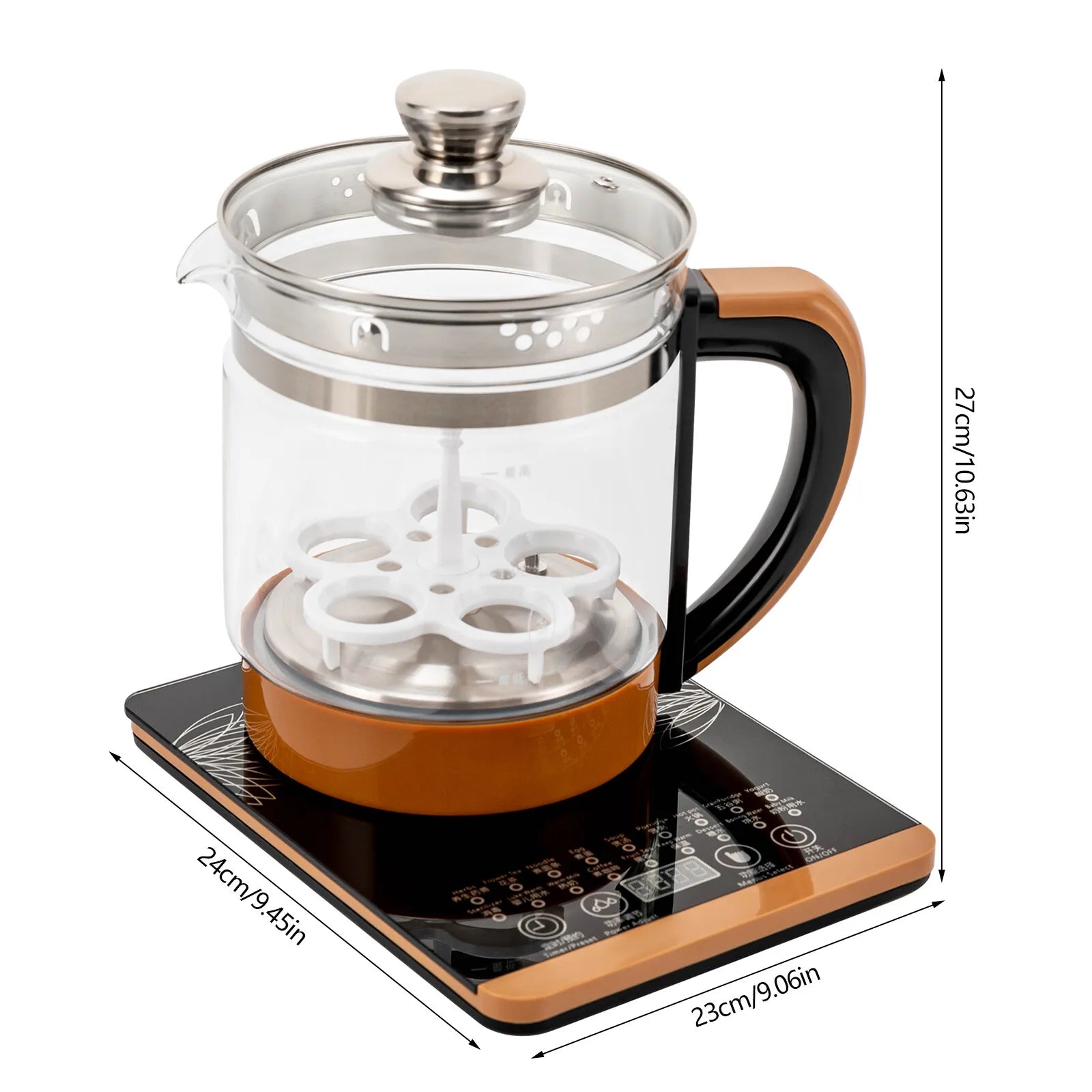1.8L Electric Glass Tea Kettle - Multifunction Hot Water Boiler with Keep Warm &amp; 6 Temp Settings, BPA-Free  glass teapot