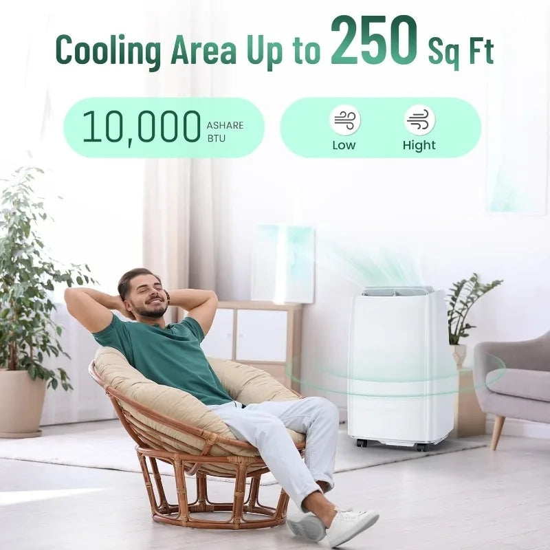 Portable Air Conditioners,10000 BTU(Ashrae) /6,300 BTU (SACC) DUAL MOTORS, Cooling,Dehumidifier,Fan Mode,Up to 250 S