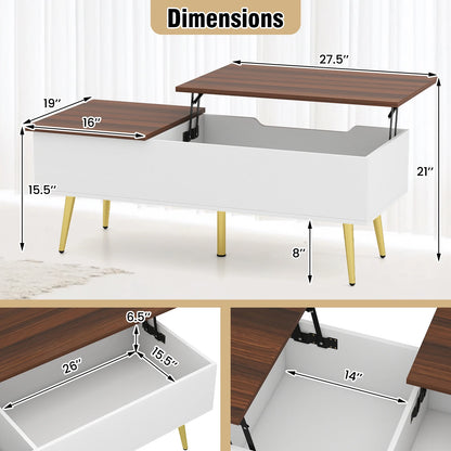 HOMASIS Lift Top Coffee Table With Split Top Hidden Storage