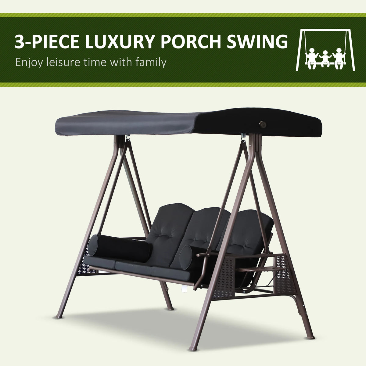 Outsunny Outdoor Canopy Cushioned Patio Glider Swing Bench