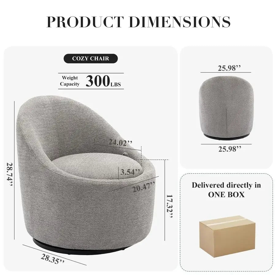Swivel Accent Chair Set of 2, 360 Swivel Round Chair with Hidden Storage, Modern Small Barrel Armchair for Living Room Bedroom,