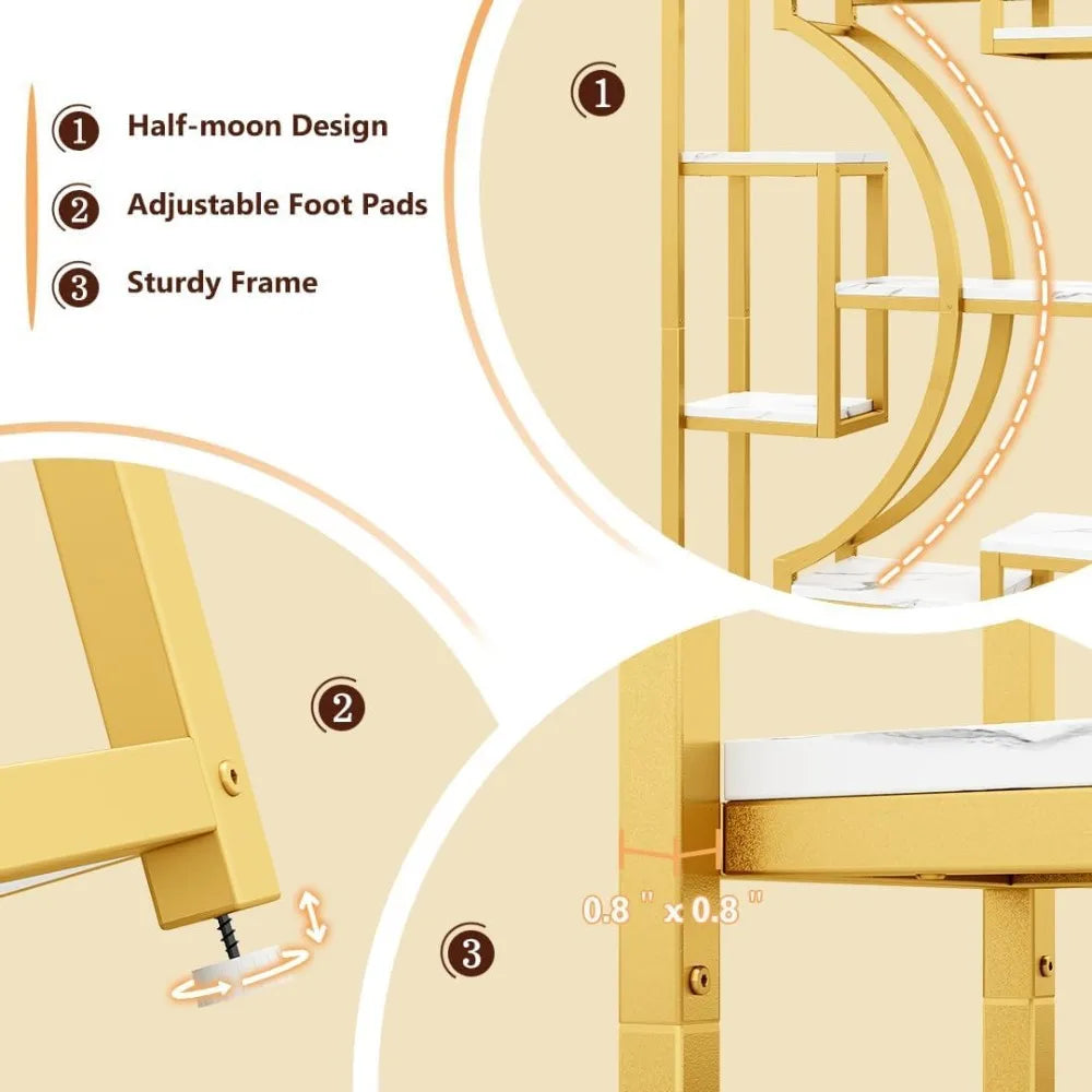 Large 5-Tier Gold Bookshelf, 70.9 High with 18 Open Shelves, Modern Industrial Bookcase for Living Spaces and Offices