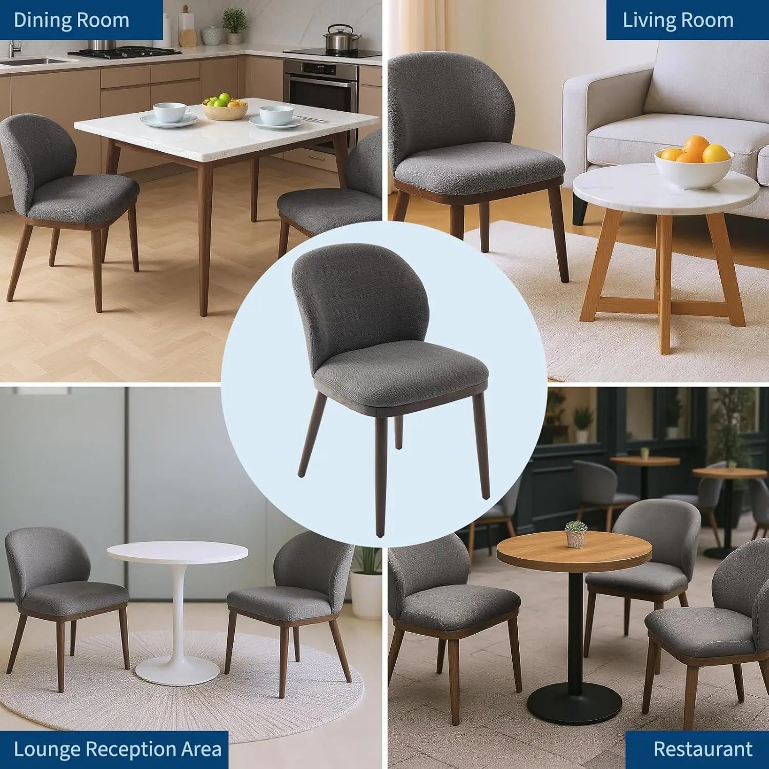 Dining Chairs Set of 2 Modern Upholstered Kitchen Dining Chairs with Ergonomic Back Support Wood Legs for Dining Room, Restauran