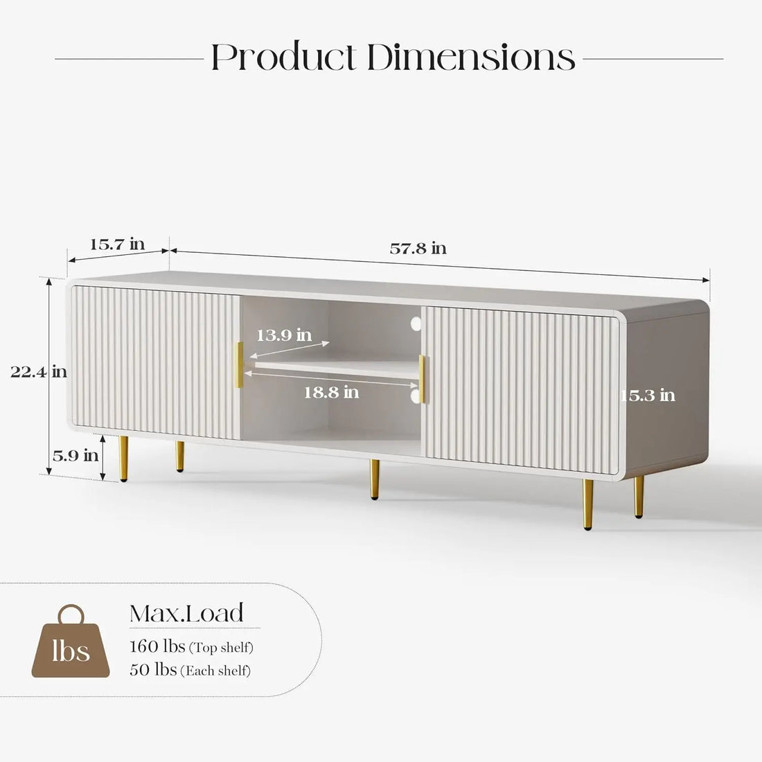 Modern Fluted TV Stand With Curved Profile Entertainment Center