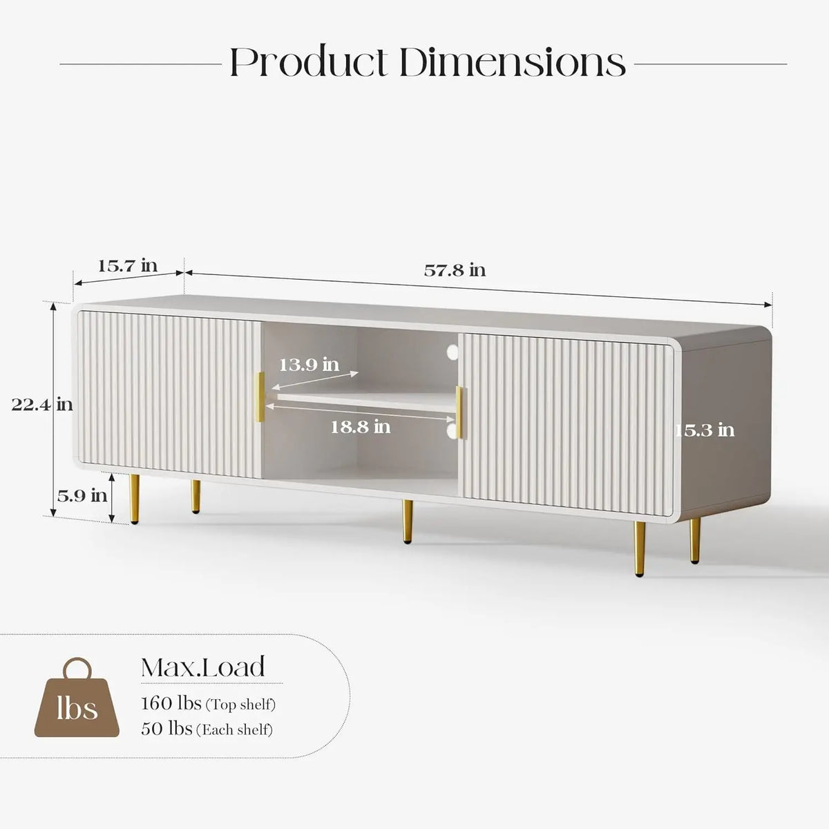 Modern Fluted TV Stand With Curved Profile Entertainment Center