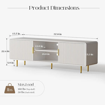 Modern Fluted TV Stand With Curved Profile Entertainment Center