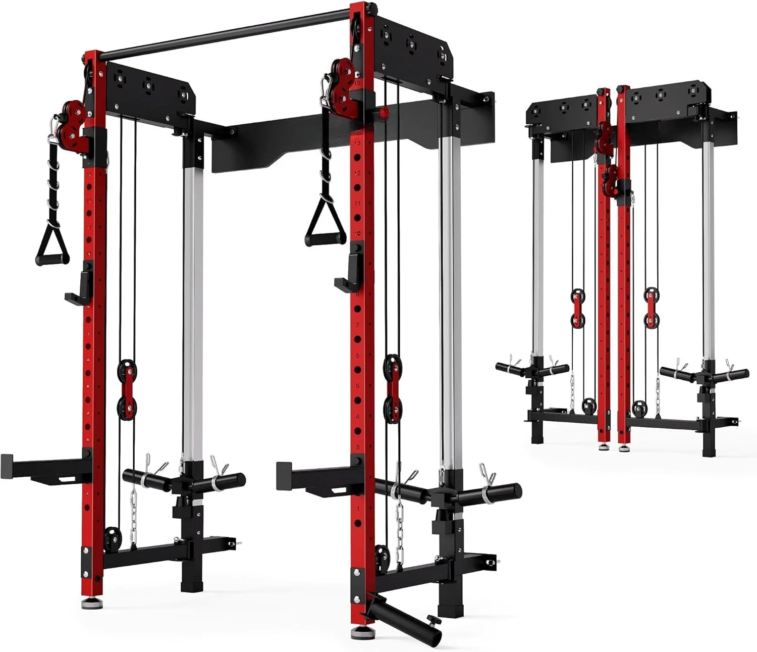 WM3-V4 Folding Squat Rack, Wall Mounted Power Rack with Dual Independent Pulley System