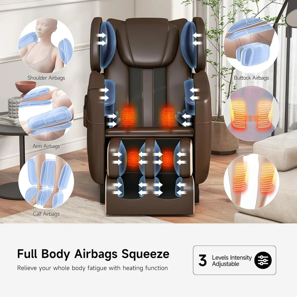 2025 Massage Chair Full Body, Zero Gravity Recliner with 6 Auto Modes, Foot Massage, Heating, Bluetooth, Brown
