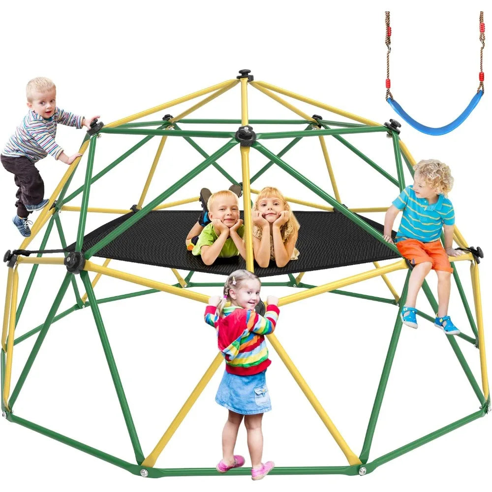 GIKPAL Climbing Dome, 10FT Dome Climber with Hammock for Kids 3 to 10 Outdoor Play Equipment, Supports up to 1000lbs Jungle Gym,
