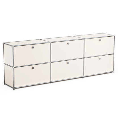 Modern Freestanding Multi-Door Metal Frame Modular Storage Sideboard