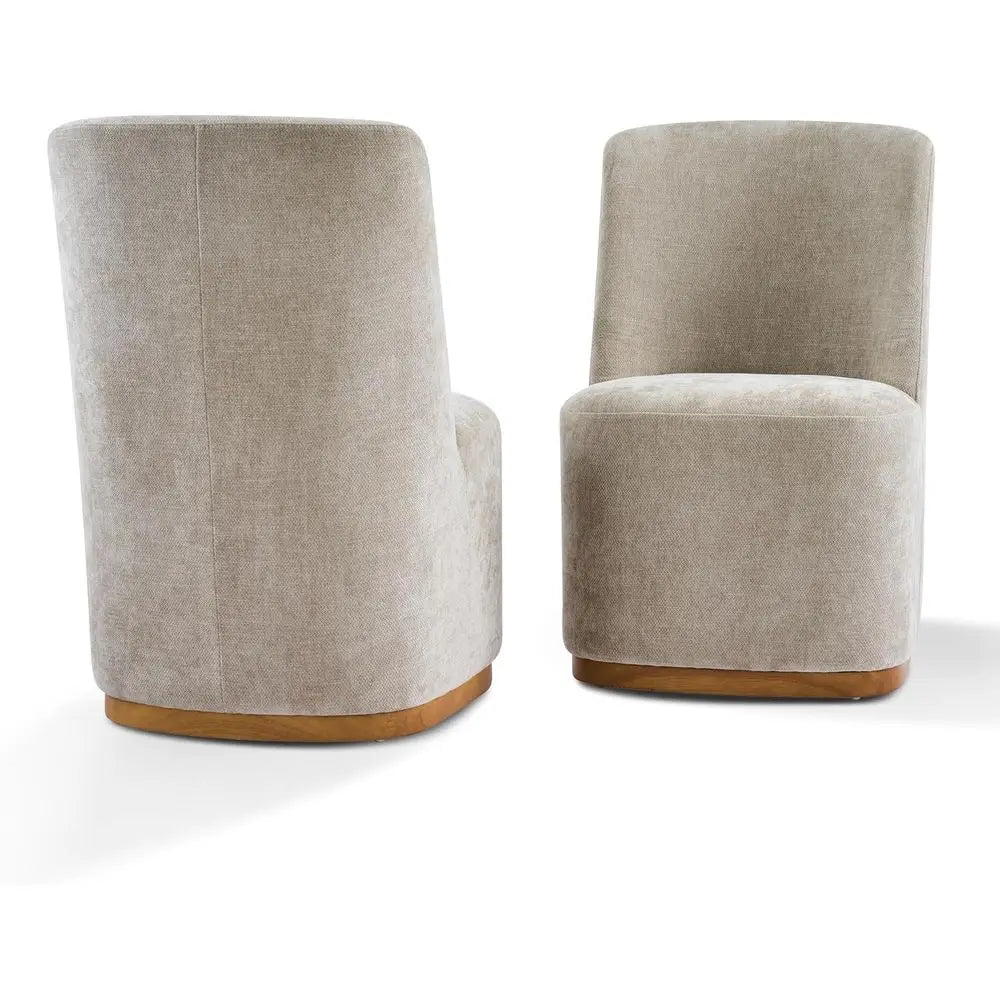 Lucy Chenille Upholstered Dining Chairs Set o 2, Sturdy Wooden Dining Chair with Pedestal Base, ern Kitchen Chairs with Solid Ba