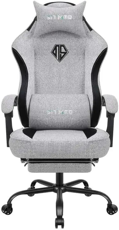 Gaming Chair, Video Game Chairs for Adults with Footrest High Back Headrest Lumbar Support Fabric Office Computer Desk Chair