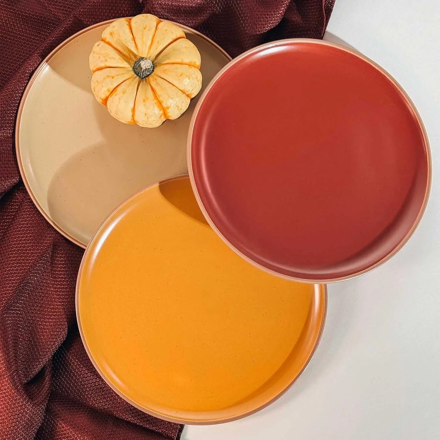 Ceramic Artisan Matte Dinner Plates Set of 6, 10 inch Dish Set - Microwave, Oven, and Dishwasher Safe
