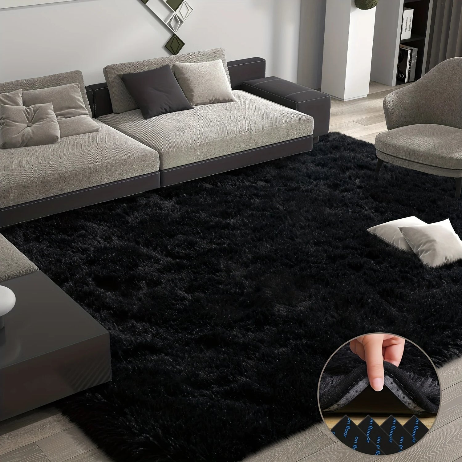 Aubusson Plush Area Rug Geometric Modern Living Room Decor