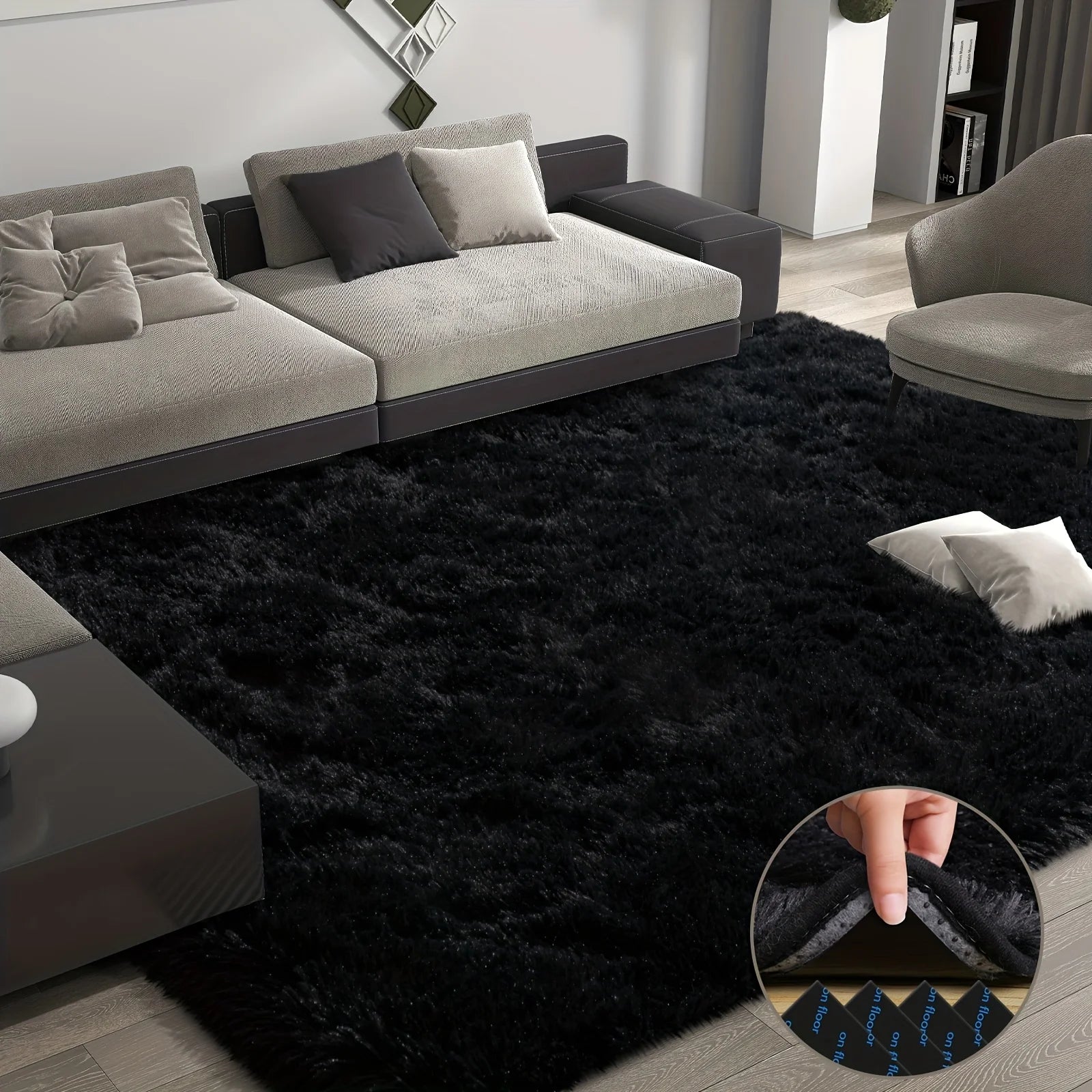 Aubusson Plush Area Rug Geometric Modern Living Room Decor