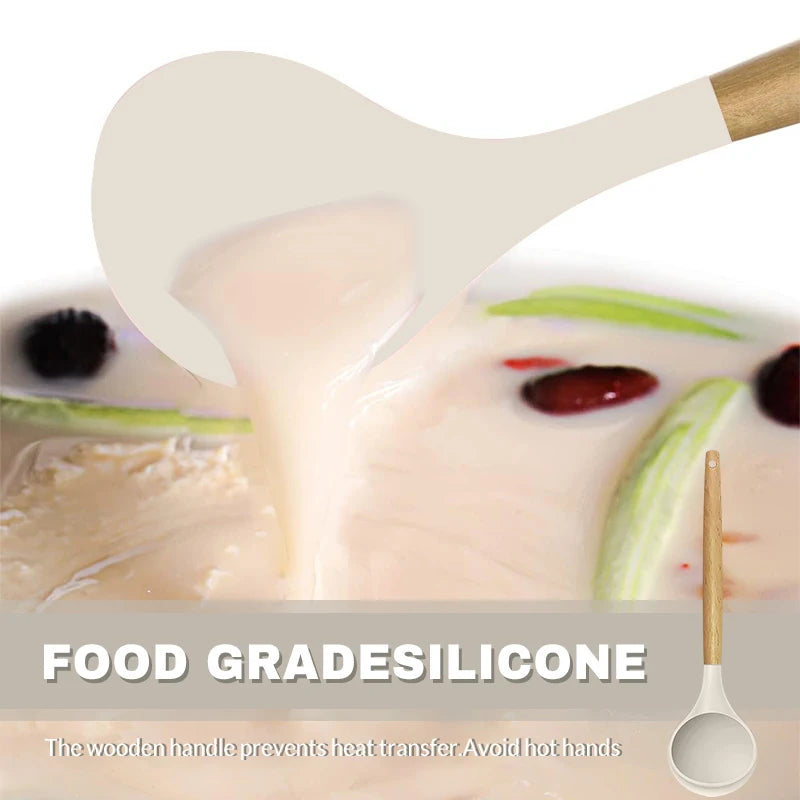 12pcs Silicone Kitchenware Cooking Utensils Set Non Stick Cookware Spatula Shovel Egg Beaters Baking Set with Storage Bucket