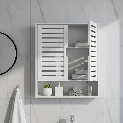 Wisfor Wall Mounted Bamboo Bathroom Cabinet Over Toilet 2 Doors