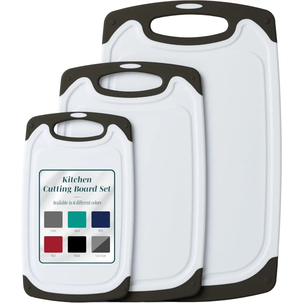 Cutting Boards for Kitchen - BPA-Free Chopping Board - Different Sizes &amp; Non Slip Handles - Reversible, Large Cutting Board Set