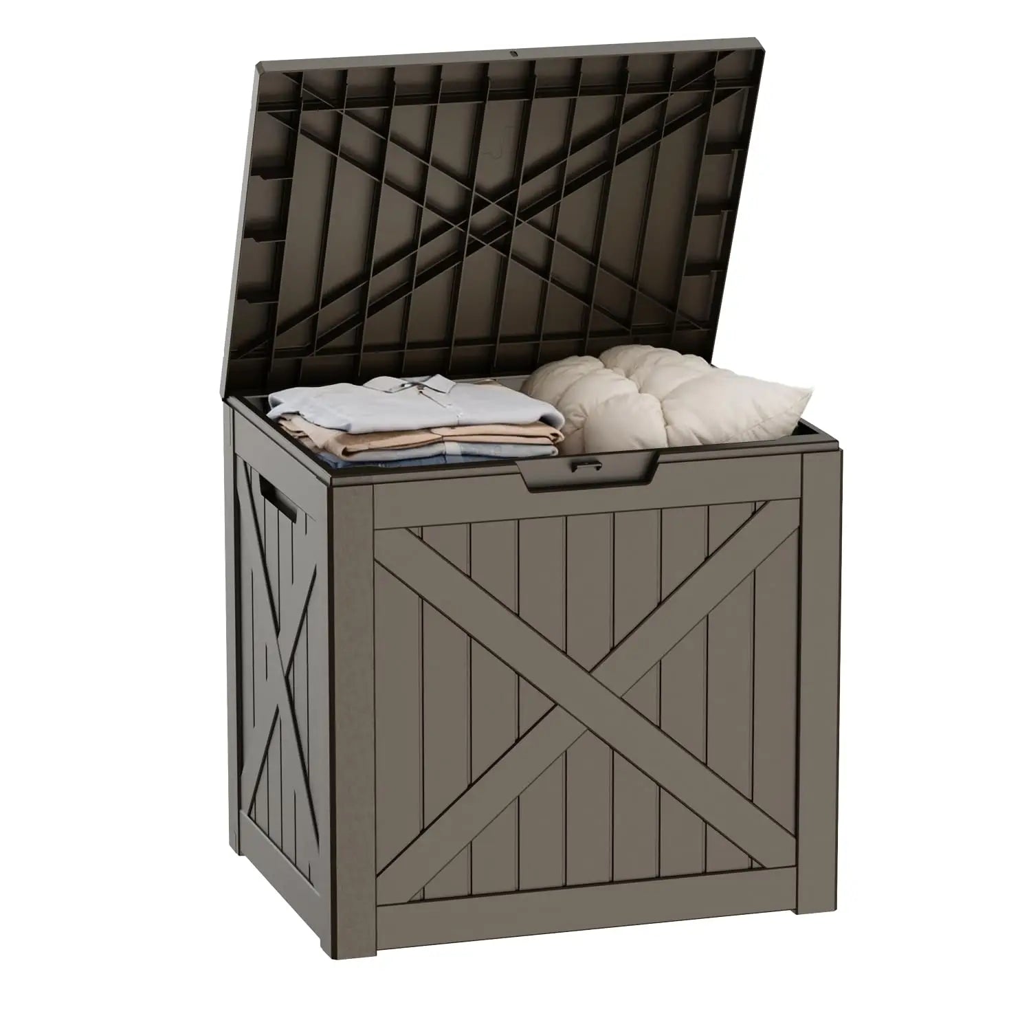 320 Gallon Waterproof Outdoor Storage Box, UV Resistant Resin Deck Box with Hydraulic Rod for Reinforced Stability, Perfect=