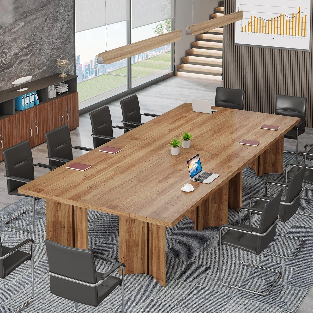 Tribesigns 63-inch Executive Desk, Vintage Home Office Computer Desk with Large Tabletop, Farmhouse Wood Writing Conference Tabl