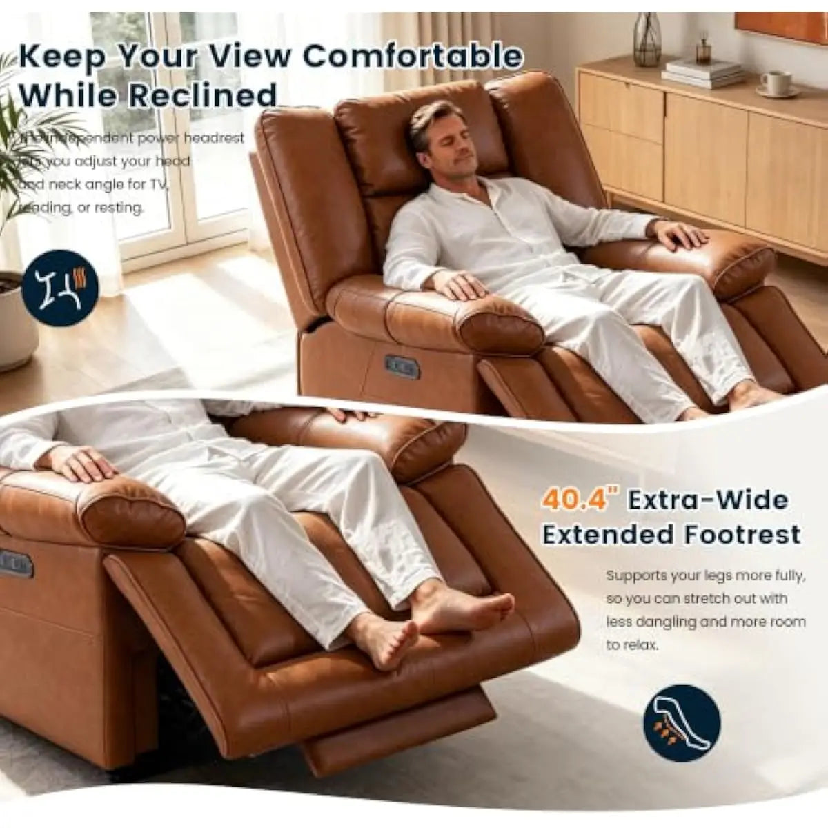 Dual Motor Power Recliner With Independent Headrest And Backrest Control
