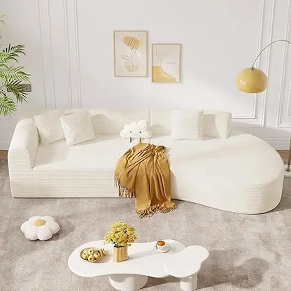 126" Oversized Modular Sectional Sofa, Modern Cloud Curved Couch with Deep Seat, Upholstered Corduroy Couches for Living Room, N