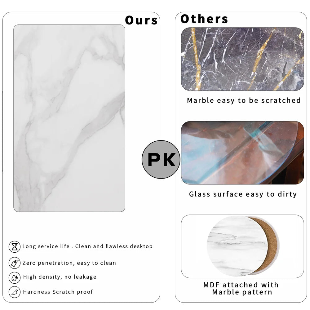 Wisfor Modern Marble Top Nesting Side Tables with Metal Base
