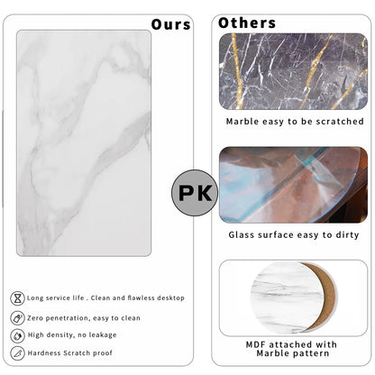 Wisfor Modern Marble Top Nesting Side Tables with Metal Base