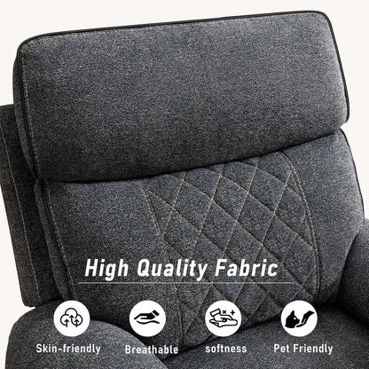 Grey Fabric Power Recliner with Metal Cup Holders, Heavy Duty Sofa Chair for Living Room or Bedroom