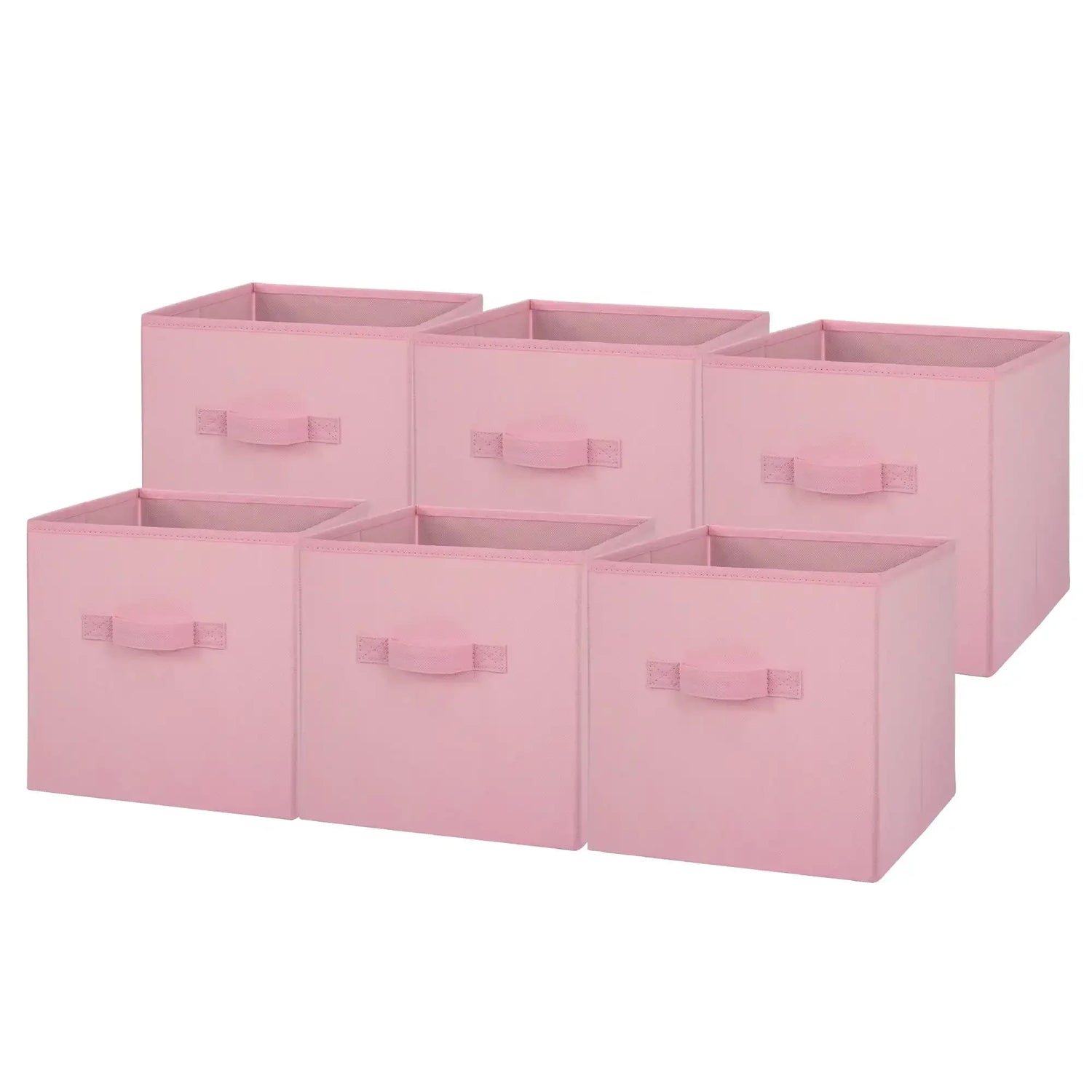 6-Pack Pink Puff Collapsible Fabric Storage Bins, 10.5x10.5 Inch Foldable Cube Organizers for Shelves