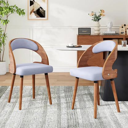 Modern Wood Dining Chairs Set of 4 Upholstered with Curved Backrest for Kitchen Dining Room Living Room, Customized