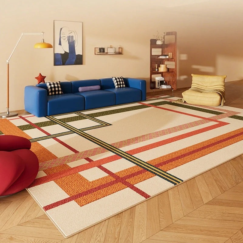 Minimalist Creative Dopamine Geometric Pattern Living Room Carpet Bedroom Room Floor Rugs Home Easy Repair Sofa Coffee Table Mat