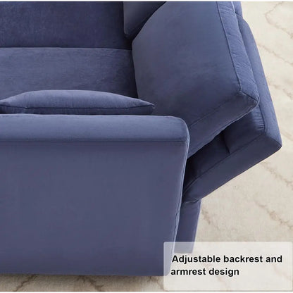 ular Soa Couch with Seat Storage, Blue dle Armrest Couch with Pillow, abric Storage Soa with Reclining Arms and Backs or Living