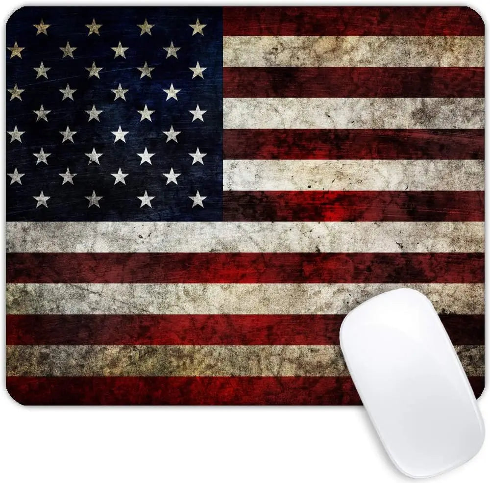 USA Flag Mousepad with Non-Slip Rubber Base for Computer Laptop Office Desk Accessories