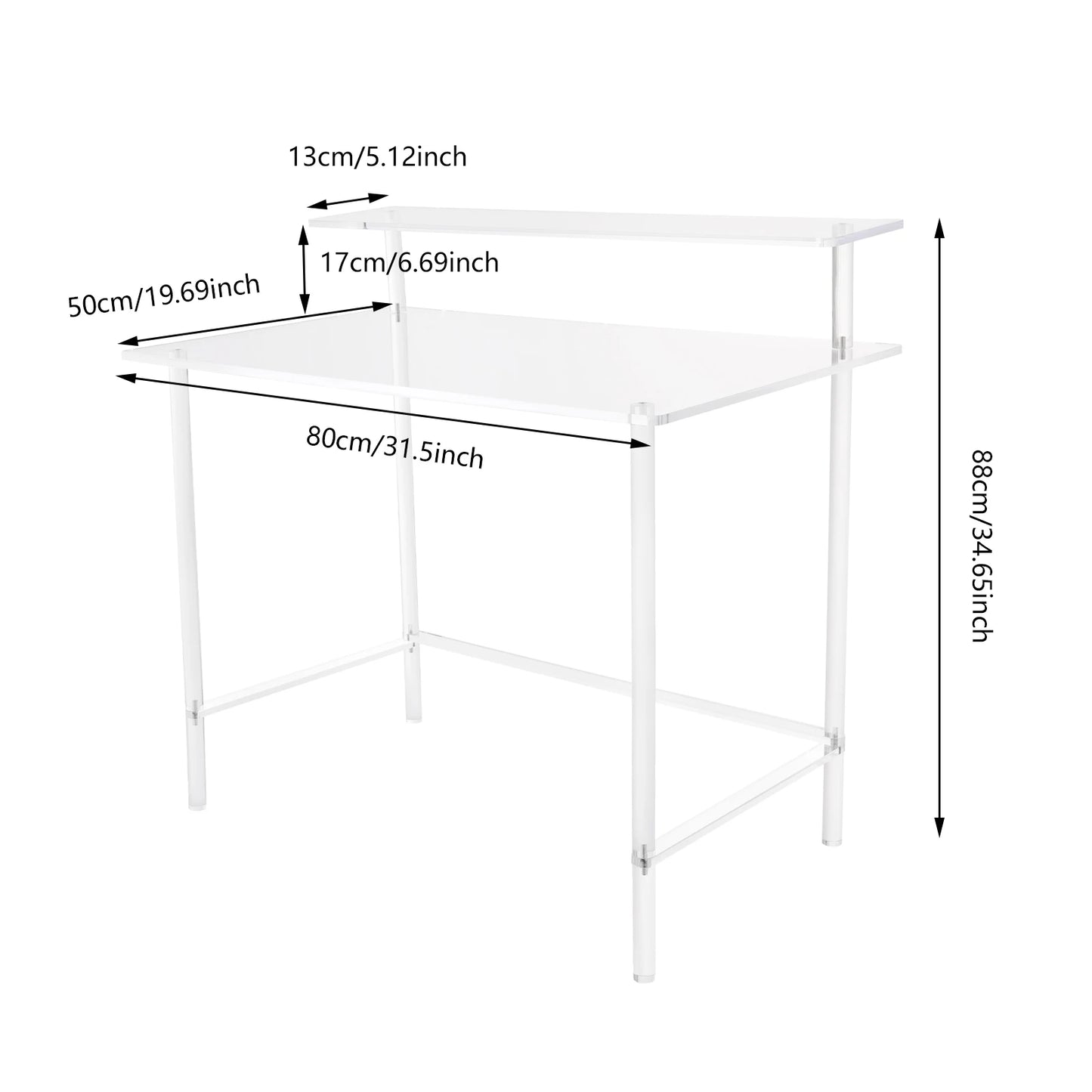 Bymaocar Acrylic 2 Tier Computer Desk For Home Office