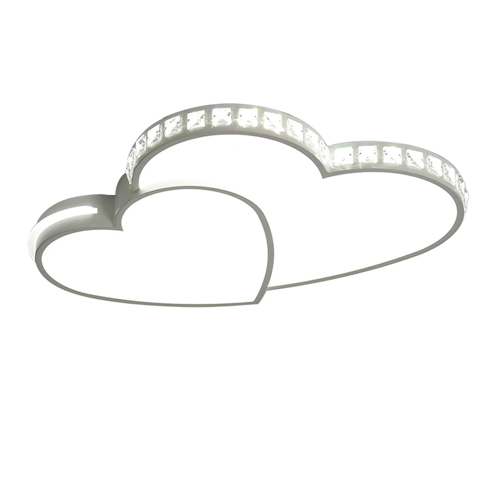 Modern Heart Shaped Ceiling Lights Crystal LED Flush Mount Lamp Cartoon Children&