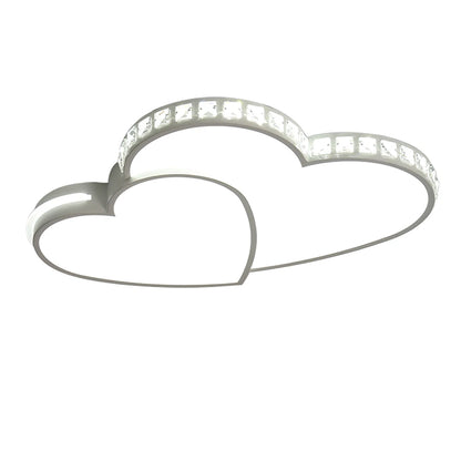 Modern Heart Shaped Ceiling Lights Crystal LED Flush Mount Lamp Cartoon Children&