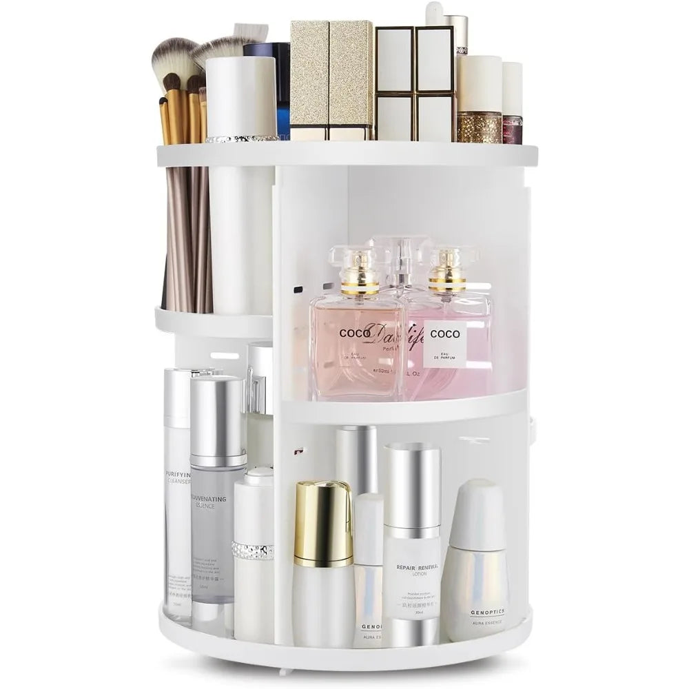 360° Rotating Makeup Organizer With 7 Trays Cosmetic Storage