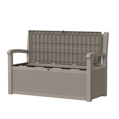 Weatherproof Rattan Look Outdoor Storage Bench for Patio and Garden
