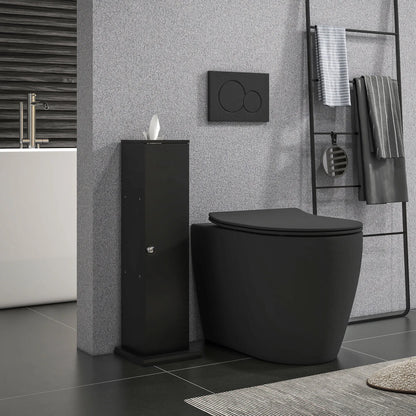 Homcom Toilet Paper Cabinet, Small Bathroom Corner Floor Cabinet with Doors and Shelves, Slim Storage Bathroom Organizer, Black