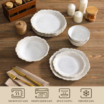 MALACASA Stoneware Dinnerware Set With Plates And Bowls