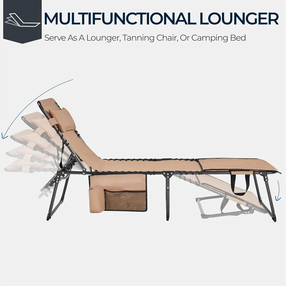 22.4" Tanning Chair with ace Hole, Adjustable 5-Position olding Chaise Lounge Chairs, Outdoor Lounge Chairs or Lawn, Beach, Suth