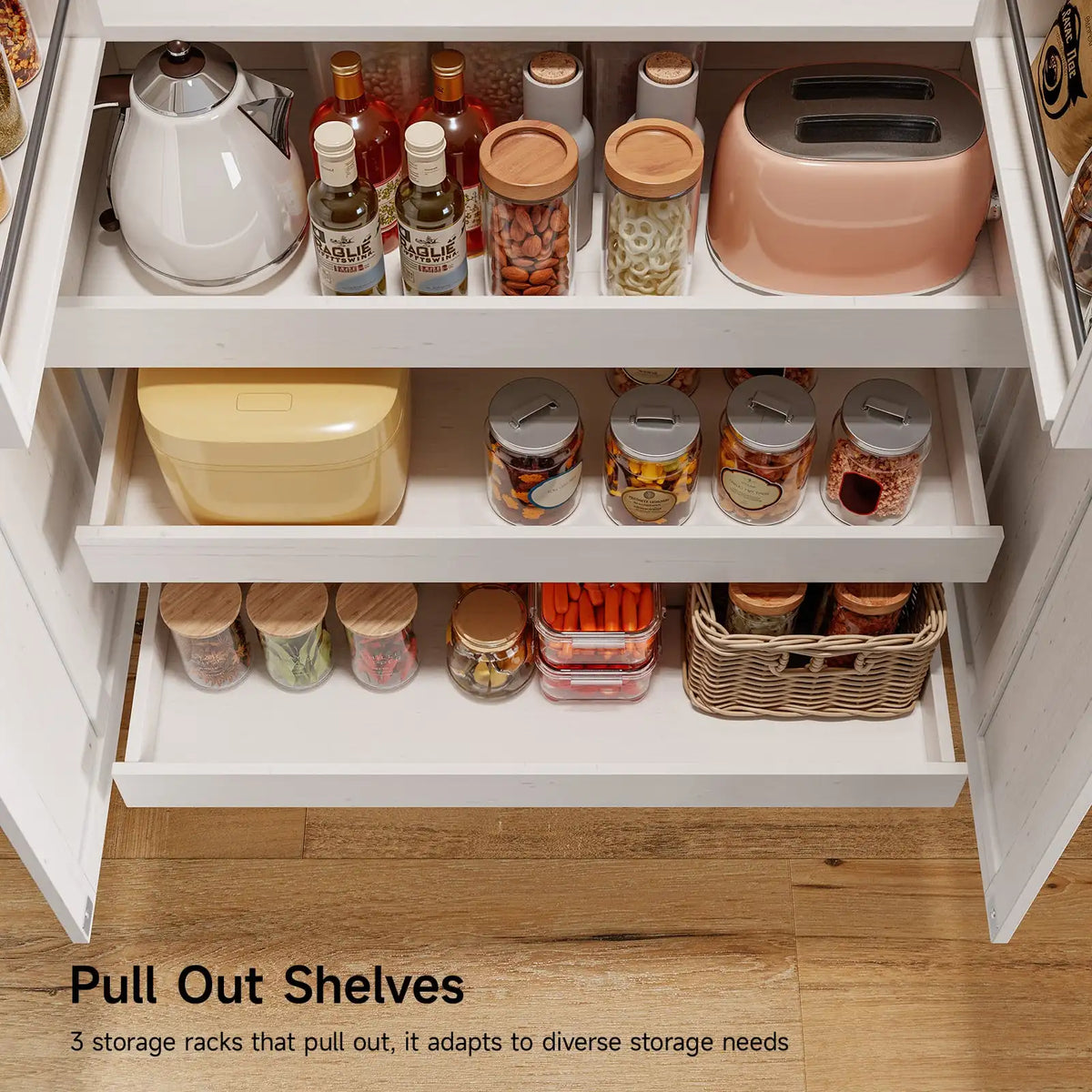 6 Door Kitchen Pantry Cabinet Pantry Storage Cabinet with Shelves, 71" Tall Farmhouse Freestanding Pantry for Kitchen