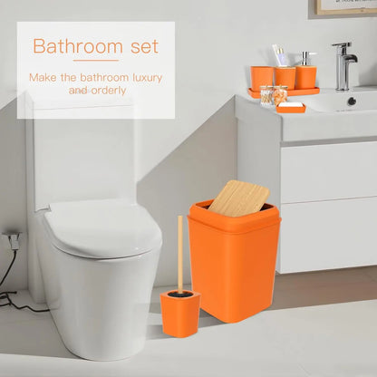 Sparkling Orange Bathroom Set with Sequin Shower Curtain and Soft Rugs - Complete Decor Kit