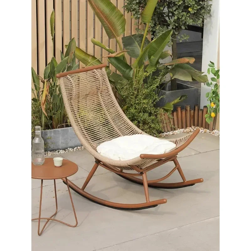 -Rocking Chair Lazy Person, Leisure Balcony, Sofa Chair, Home Living Room Outdoor Rattan Internet Famous Rocking
