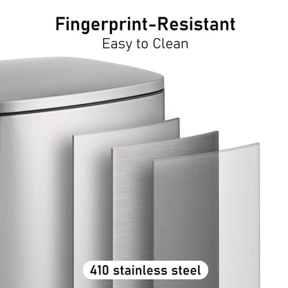 Kitchen Trash Garbage Can 50L+5L Soft-Close, Smudge Resistant Trash Can with Foot Pedal-Brushed Stainless Steel, Satin Nickel